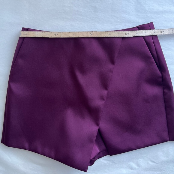 Topshop Maroon Structured Asymmetrical Casual Wrap Skort Short - Picture 5 of 7